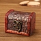 Retro Engraved Wood Jewelry Storage Treasure Boxs with Clasps, for Necklaces Rings Earrings, Rectangle, FireBrick, 8x6.5x6cm