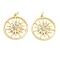 Sun Rack Plating Brass Micro Pave Clear Cubic Zirconia Pendants, Long-Lasting Plated, Lead Free & Cadmium Free, with Jump Ring, Real 18K Gold Plated, 24x22x4mm, Hole: 3mm