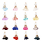 Pandahall 32Pcs 16 Colors Flower Chiffon Pendants, with ABS Plastic Imitation Pearl, Golden, Mixed Color, 29~31x19~23x19~23mm, Hole: 3.5x2.3mm, 2Pcs/color