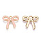 Light Gold Plated Alloy Pendants, with Enamel, Bowknot, Pink, 16x18x2.5mm, Hole: 2mm