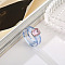Rectangle Resin with Glass Finger Rings for Women, Cornflower Blue, Inner Diameter: 17mm