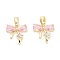 Brass Micro Pave Cubic Zirconia Pendants, Real 18K Gold Plated, Bowknot, Pink, 13x13x3.5mm, Hole: 5x3mm