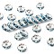 Brass Grade A Rhinestone Spacer Beads, Straight Flange, Rondelle, Silver, Aquamarine, 8x3.8mm, Hole: 1.5mm