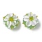 Handmade Lampwork Enamel Beads, Hand Drawn Beads, Bumpy Round with Flower, Lime, 14x10.5~12mm, Hole: 1.5mm