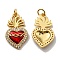 Rack Plating Brass Grade AAA Cubic Zirconia Pendants, with Enamel, Lead Free & Cadmium Free, Long-Lasting Plated, Heart, Real 18K Gold Plated, 23x13.5x3mm, Hole: 3.6mm
