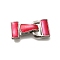 Brass Enamel Fold Over Clasps, Cadmium Free & Lead Free, Long-Lasting Plated, Rack Plating, Platinum, Rectangle, Crimson, 28.5mm