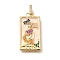 Brass Micro Pave Cubic Zirconia Pendents, Tarot Cards Charms, with Enamel, Rack Plating, Lead Free & Cadmium Free, Real 18K Gold Plated, 27.5x14.5x2.5mm, Hole: 4.5mm