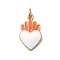 Brass Enamel Pendants, Heart, Rack Plating, Long-Lasting Plated, Cadmium Free & Lead Free, Real 18K Gold Plated, with Jump Ring, White, 19x11x3mm, Hole: 3.2mm