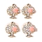 Alloy and Rhinestone Pendants, Tree with Rose Charms, Light Salmon, 19x16mm