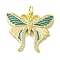 Brass Enamel Micro Pave Cubic Zirconia Pendants, Real 18K Gold Plated Butterfly Charms, with Jump Ring, Teal, 22x25x2.5mm, Hole: 4.2mm