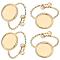 6Pcs 304 Stainless Steel Open Cuff Ring Component, Bezel Cup Ring Settings, Flat Round, Real 18K Gold Plated, US Size 7 3/4(17.9mm), Tray: 10mm