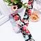Cotton Flower Print Ribbons, for Clothing Ornament, Prussian Blue, 1-5/8 inch(40mm)