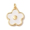 Rack Plating Brass Enamel Pendants, with Jump Ring, Cadmium Free & Lead Free, Long-Lasting Plated, Real 18K Gold Plated, Flower Charm, White, 18x16.5x2.5mm, Hole: 3.5mm