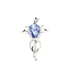 Natural Blue Spot Jasper Teardrop Pendants, Platinum Tone Brass Key Scepter Wing Charms, 45x35x9mm