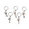 5Pcs 5 Styles Spiral Shell Keychain, with Iron Split Key Rings, Gemstone Beads, Alloy Charms and Nylon Thread, 6.7~7.3cm