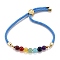 Chakra Jewelry, Adjustable Nylon Cord Slider Bracelets, Bolo Bracelets, with Natural & Synthetic Gemstone Beads and Brass Findings, Golden, Light Blue, Inner Diameter: 2-5/8 inch(6.7cm), Slider Bead: 8x5.5mm