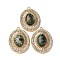 Natural African Turquoise(Jasper) Oval Pendants, 304 Stainless Steel Crystal Rhinestone Charms, Real 14K Gold Plated, 38x29.5x9mm, Hole: 2.2mm