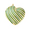 304 Stainless Steel Pendants, with Enamel, Stripe Heart Charm, Golden, Sea Green, 28x24x4.5mm, Hole: 2mm