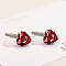 Brass Cubic Zirconia Clip-on Earrings, Heart, Platinum, FireBrick, 16x7mm