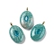 Natural Amazonite & Cubic Zirconia Pendants, Oval Charms with Brass Loops, Golden, 21.5x13x6.5mm, Hole: 1.8mm