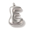 Non-Tarnish Ion Plating(IP) 304 Stainless Steel Pendants, Balloon Letter Charm, Stainless Steel Color, Letter E, 25x15.5x6mm, Hole: 2mm