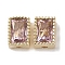 Brass with Cubic Zirconia Beads, Real 18K Gold Plated, Rectangle, Pearl Pink, 7x5x3.5mm, Hole: 0.6mm & 1mm