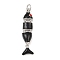 Brass Enamel Pendants, Fish, with Jump Ring, Cadmium Free & Lead Free, Rack Plating, Long-Lasting Plated, Platinum, Black, 33x7x4mm, Hole: 3mm