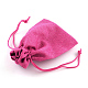 ポリエステル模造黄麻布包装袋巾着袋  濃いピンク  9x7cm X-ABAG-R005-9x7-08-3