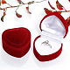 ベルベットのリングボックス  結婚式のための  ジュエリー収納ケース  ハート  暗赤色  4.8x4.8x3.5cm HEAR-PW0001-040H-1