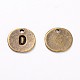 Tibetan Style Alloy Flat Round Carved Capital Letter D Charms TIBEP-A18582-AB-FF-1