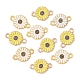 10 個 2 色のゴールデントーン合金コネクタチャーム  エナメル  デイジーフラワーリンク  ミックスカラー  20.5x13.5x2.5mm  穴：2mm  5個/カラー FIND-FS0001-72-3