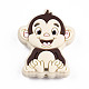 Food Grade Eco-Friendly Silicone Beads, Chewing Beads For Teethers, DIY Nursing Necklaces Making, Monkey, PapayaWhip & Brown, 30x24x9.5mm, Hole: 1.5mm