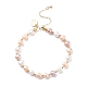 Bracelet de perles naturelles avec breloque coeur en laiton pour femme BJEW-JB08165-01-1