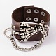 Bracelet punk rock squelette main en cuir BJEW-D351-27-2