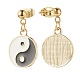 3 Pairs 3 Style Flat Round with Yin Yang Alloy Enamel Dangle Earrings & Stud & Leverback Earrings EJEW-JE04893-6