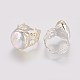 Anillos de dedo de brazalete de perlas plateados de larga duración RJEW-E156-03S-2