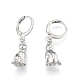 Brass Cat Dangle Leverback Earrings for Women EJEW-N012-105P-1