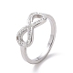 Crystal Rhinestone Infinity Finger Ring RJEW-D120-01B-P-1