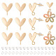 BENECREAT 12Pcs Real 16K Gold Plated Brass Heart Stud Earrings Finding with 925 Silver Pin and Vertical Loops KK-BC0011-10-1