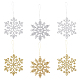 Ahadermaker 12 set 6 decorazioni natalizie in plastica con fiocco di neve in stile AJEW-GA0006-04-1