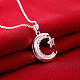 Silver Color Plated Brass Cubic Zirconia Moon and Star Pendant Necklaces NJEW-BB16164-5