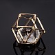 Hexagon Brass Glass Rhinestone Pendants X-RGLA-N001-04LG-A-2
