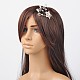 結婚式ブライダル装飾的なヘアアクセサリー  スター合金ラインストーンの毛の櫛  鉄のパーツとabs樹脂ビーズ  クリスタル  88x71mm OHAR-R196-20-4