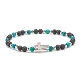 Natural & Synthetic Mixed Gemstone Beaded Stretch Bracelet with Clear Cubic Zirconia Cross for Women BJEW-JB08247-03-1
