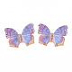 ツートンカラーのポリエステル生地の翼の工芸品の装飾  DIYのジュエリー工芸品イヤリングネックレスヘアクリップ装飾  蝶の羽  紫色のメディア  33x40mm FIND-S322-014-2