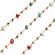 Chaînes à maillons en perles de verre et cubes en forme de triangle à facettes colorées CHS-G028-17G-1