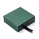 スクエア3Dフローティングフレームジュエリーディスプレイホルダー  ポリエステルリボン＆紙外箱付き  リングネックレスブレスレットイヤリング収納用  濃い緑  6.9x6.9x2cm CON-D010-01C-1