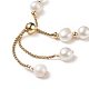 Braccialetto scorrevole con perline rotonde in perle naturali colorate e ottone BJEW-JB09008-04-5