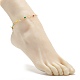 Латунный ножной браслет с цепочкой в виде луны и звезды со стеклянными бусинами для женщин AJEW-AN00478-3