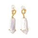 Pendientes rectangulares de perlas naturales para mujer. EJEW-E303-39G-1